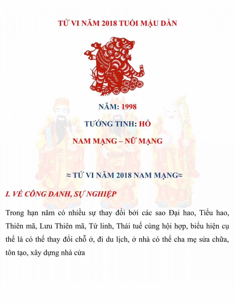 Xem bói tử vi tuổi Bình Tý (1996) Nam Mạng năm 2018
